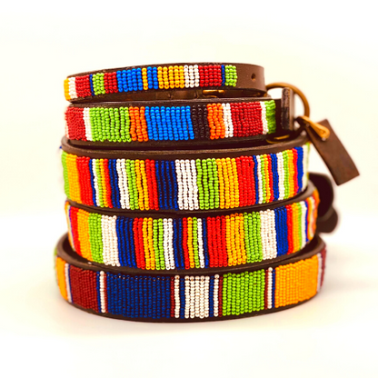 Colourful dog collars Leather dog collars Stylish dog collars Unique dog collars Dog leashes and collars Hundeleine Hundehalsband Isla Tribes Shop dog collars online Pet products Beaded dog collars Leather beaded dog collars Fancy dog collars Maasai beaded dog collars