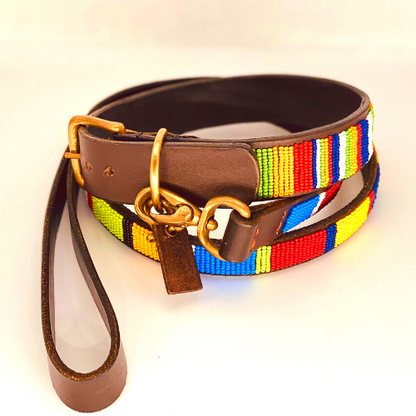 Colourful dog collars Leather dog collars Stylish dog collars Unique dog collars Dog leashes and collars Hundeleine Hundehalsband Isla Tribes Shop dog collars online Pet products Beaded dog collars Leather beaded dog collars Fancy dog collars Maasai beaded dog collars