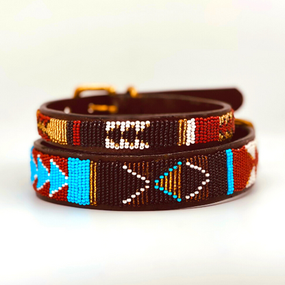 Funky Dog Collars Cool dog collar Ultimate dog collar Artisan dog collar Handcrafted dog collar Instagram dog collar Influencer dog collar Dog collar Dog leash Dog lead Leather dog leash Leather dog collar Beaded dog collars Maasai tribes dog collars Hundeleine Hundehalsband Isla Tribes  Edit alt text